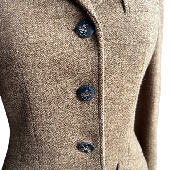 Ralph Lauren Wool Blazer Tan Camel (Size 2) Preppy Single-Breasted Jacket - Picture 3 of 7